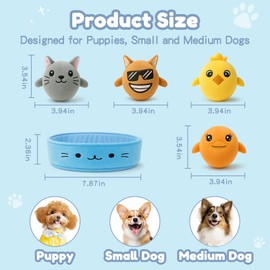 StrawbGira Squeaky & Crinkle Dog Toys – 4 Pcs Cute Plush Stuffed Dog Toys with Basket for Puppies, Small and Medium Dogs, Keep Them Busy with Daily Interactive Fun, Emotional Gift