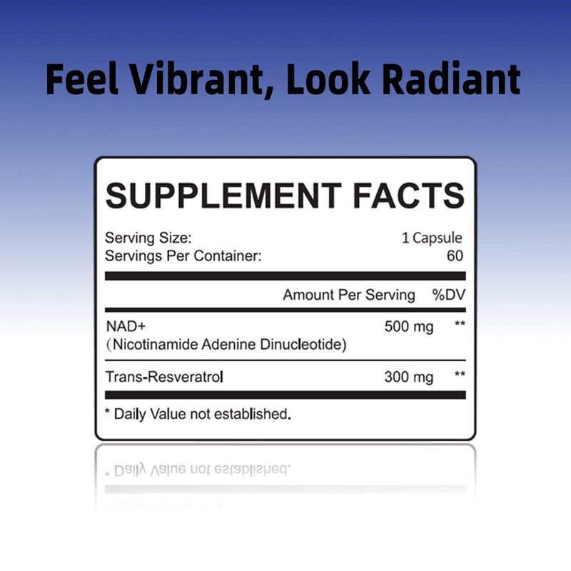 NAD+ Trans-Resveratrol Supplement, 800mg
