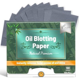 Oil Blotting Sheets for Face, Blotting Paper For Oily Skin Green Tea 100 sheets with Portable Mirror Case & Makeup Puff, Oil Absorbing Sheets For Face - Color: Bamboo Charcoal, Size: 600 Count (Pack of 1)