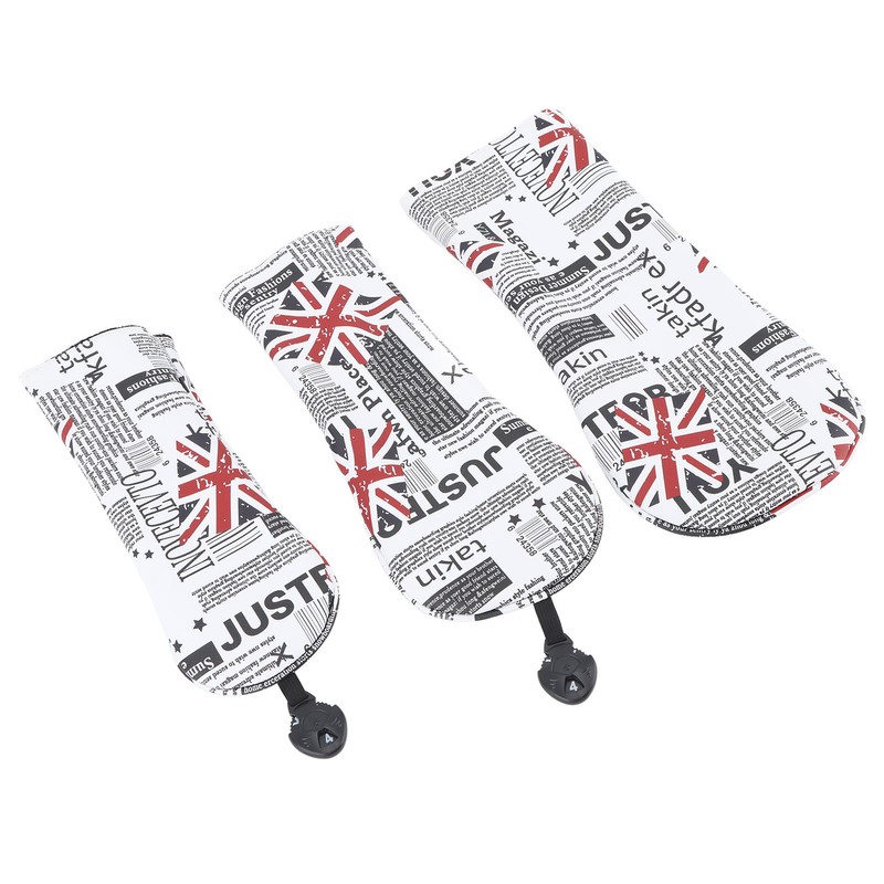 4Pcs UK Flag Print Golf Club Head Cover PU Golf