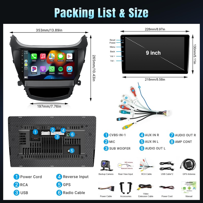 Leadfan Android Car Stereo for Hyundai Elantra 2014 2015 2016