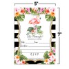 Tropical Watercolor Flamingo Party Invitations with Black Stripe Background, 20