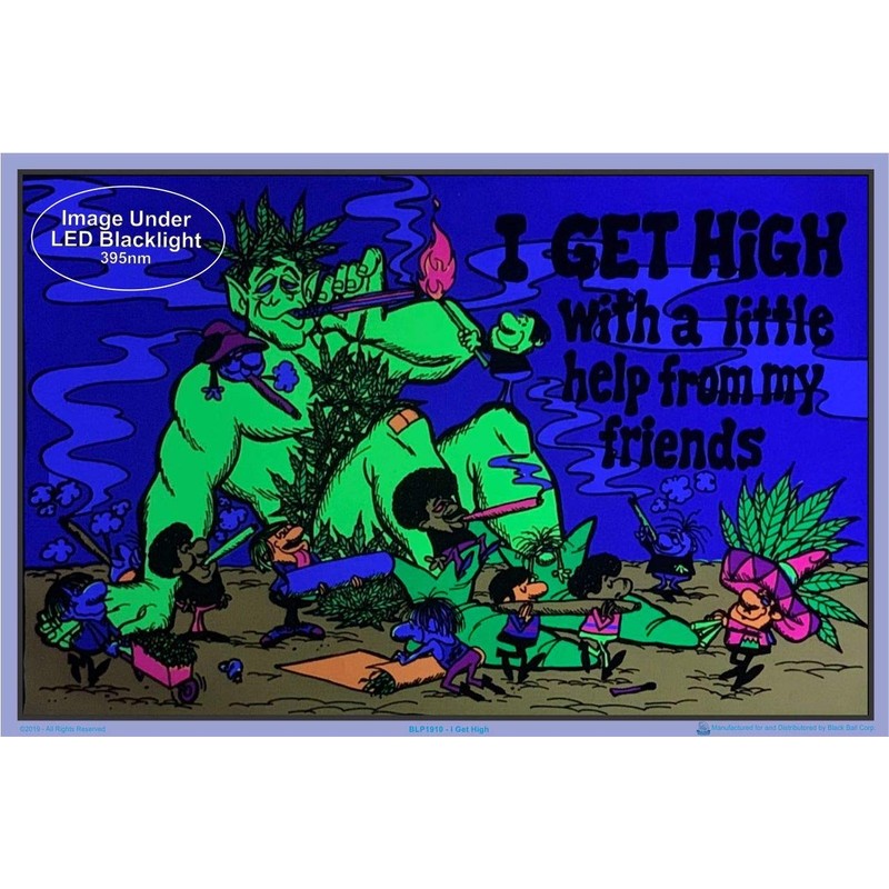 I Get High - Laminated Blacklight Poster - 23.5" x