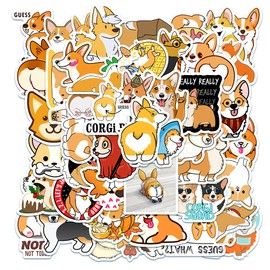 Bifarde 50Pcs Cute Pembroke Welsh Corgi Dog Stickers - Vinyl Waterproof, Easy Peel Decals for Laptop, Luggage, Notebooks, Water Bottles, Skateboards, Phones- Gift for Teens Boys Girls Pet Lovers