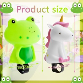 SWZY 2Pcs Cartoon Bike Bell, Frog Unicorn Squeeze Bicycle Horn, Cute 3D Unicorn Bicycle Horn,Kids Cute Cartoon Bike Horn, Bike Horn Ringtone Alert For Toddler Boys Girls Bike Accessories