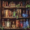 Books Pot Shelf Paint by Numbers Kit for Adults Beginner,DIY
