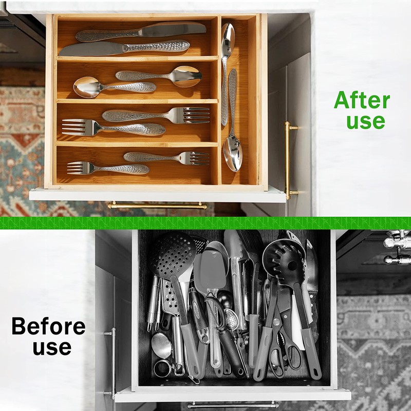 Greenual Silverware Organizer 10 In Utensil Organizer Silverware Tray for