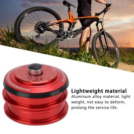 equlup Bike Headset, 44mm Double Bearings Steel Mountain Bicycle Headset Top Cap Bike Front Fork Stem BMX Bearing Nuts for Ordinary Straight Fork Tube (Red)