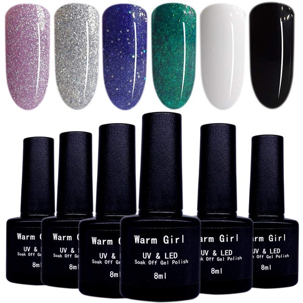 Gel Nail Color Gel Set with Case, 6 Colors, 0.3