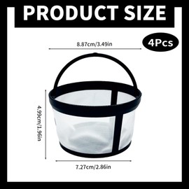 4 Pack Reusable Coffee Filter - Coffee Filters Basket Nylon Mesh with Handle(4-5 Cup), for Most Coffee Machines (2.8x3.1x2 Inch) | BPA Free, Environmentally Friendly and Durable