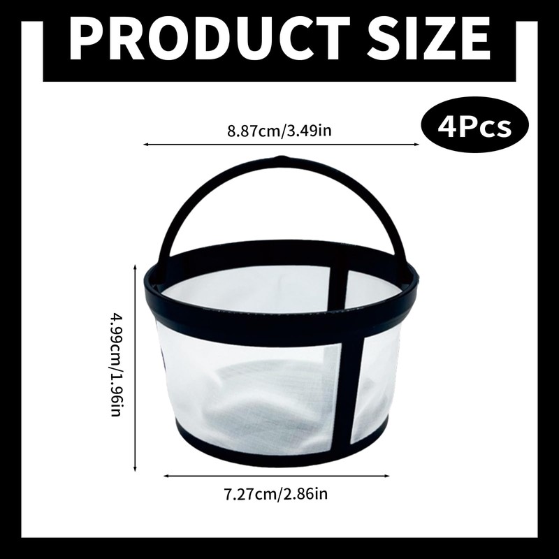 4 Pack Reusable Coffee Filter - Coffee Filters Basket Nylon