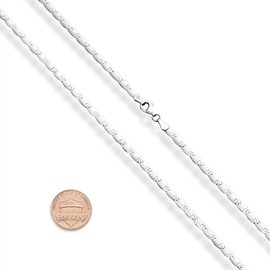 Miabella Italian 925 Sterling Silver Flat Valentino Mirror Link Chain Necklace for Women/Made in Italy (Length 30 Inches)