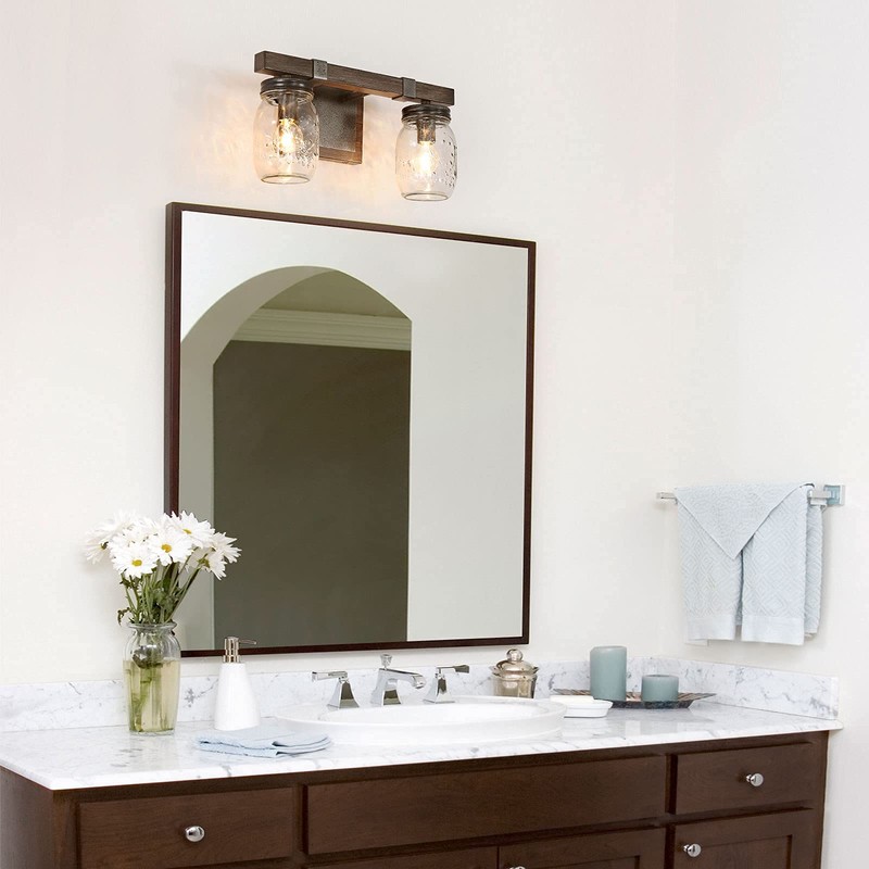 classy leaves Bathroom Light Fixtures, 2-Light Mason Jar Vanity Lights,