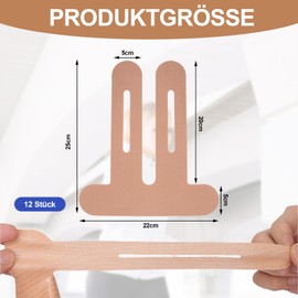 SPOKKI 12 Stück Beige PreCut Kinesiotapes Knie Kinesiotapes Vorgeschnitten Hautfreundlich Kinesiologie Tape Wasserfestes & Elastisches Physio Tape für Knieschmerzen Erfektem Trage-Komfort