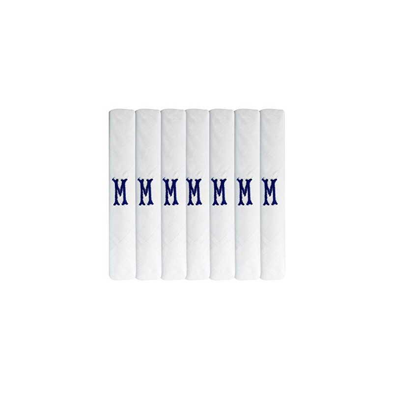 Surf the Shop 7 Pack Of Mens Initial Embroidered White