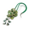 Avalaya Large Shell Flower Pendant with Faux Leather Cord in