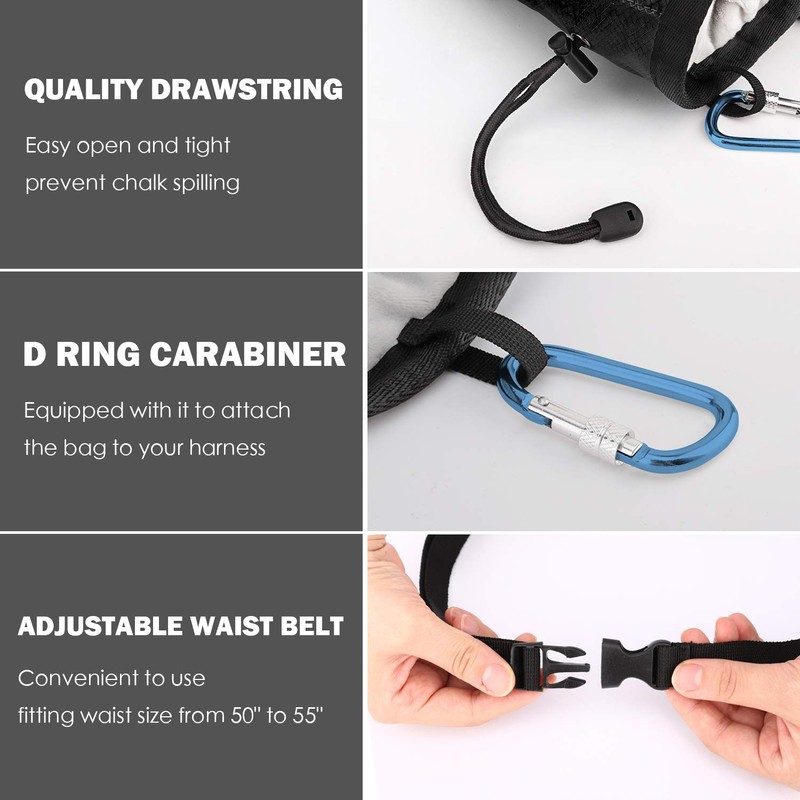 MoKo Chalk Bag Drawstring Waist Pouch Waist Attachment Tubular Shape