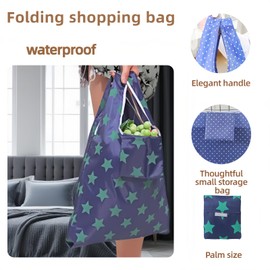 FANBODTA 2 Pack Reusable Foldable Grocery Bags - Waterproof 20x14 Inch Tote with Pockets, Lightweight & Durable Eco Shopping Bag, Fits in Purse/Pocket (Blue)