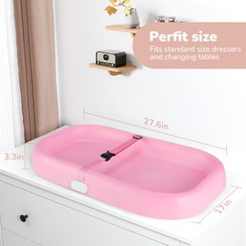 Tawbutiar Changing Pad,Organic 100% Natural Premium Latex from Malaysia Jungle,28"×16.5" Baby Ergonomic Design,Non-Slip,Easy to Clean,IPX7 Waterproof,Fits Changing Table and Dresser,Lightweight(Pink)