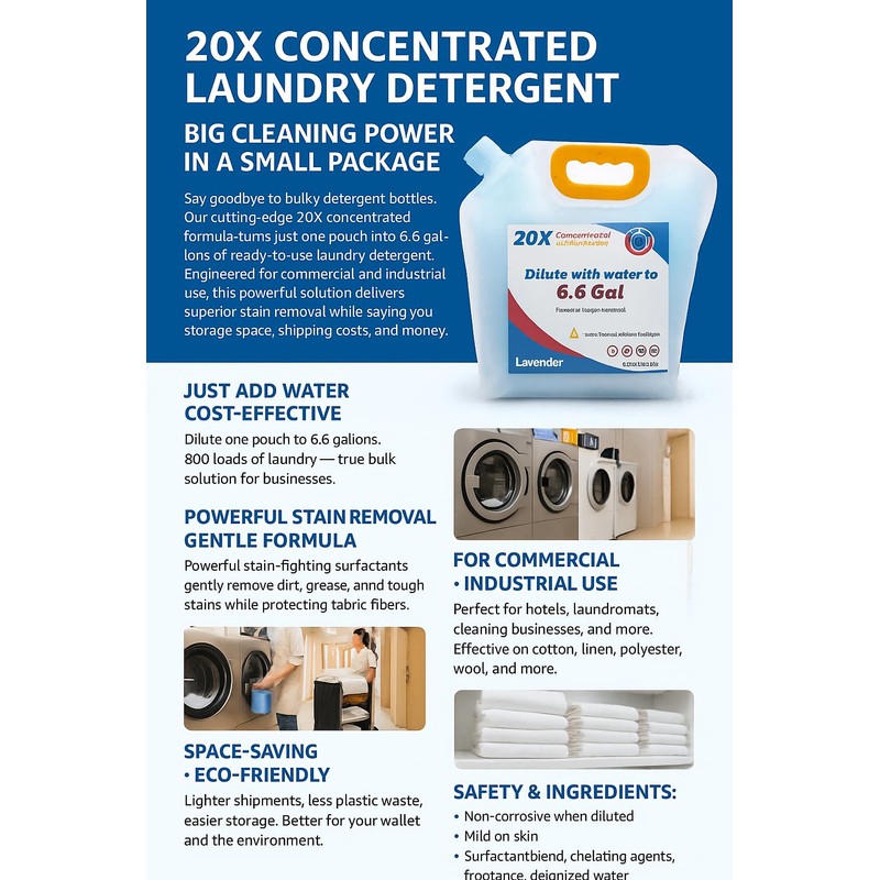 OxhornMon 20X Concentrated Laundry Detergent Refill for Home Use, Makes