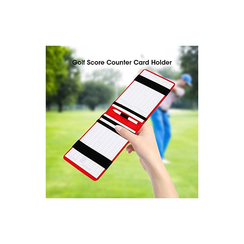 Leather Scorecard Holder, Score Counter Keeper Card Holder (Red)