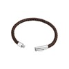 KunBead Braided Mens Brown Leather Bracelets for Women with Stainless