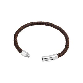 KunBead Braided Mens Brown Leather Bracelets for Women with Stainless Steel Clasp Cuff Bangle Birthday Bracelet