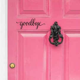 Black Goodbye Front Door Vinyl Decal Script Handwriting Wall Art Decor Sticker Lettering Removable - Charlie Script