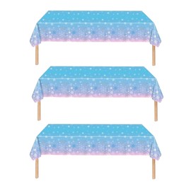 Pack of 3 Snowflakes Tablecloth Birthday Party Decoration Disposable Party Tablecloth Snowflakes Decorative Tablecloth for Christmas, Birthday, Party, Festival Decoration Accessories