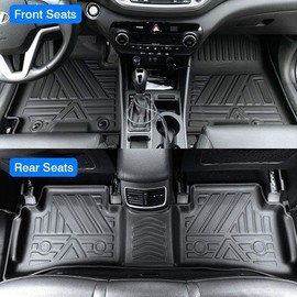 All Weather Car Floor Mats Compatible with 2021-2023 Ford Bronco Sport, Fit for 2022-2023 Ford Maverick, Rubber Custom Fit Car Floor Mat, Full Set Includes 1st and 2nd Rows Maximum Coverage, Non Slip