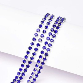 TUKEVA 10 Metres 2.5 mm Crystal Rhinestone Claws Chain Trim DIY Craft Chain Trim Crystal Claws Cup Chain for Sewing, Crafts, Wedding, Party, DIY Jewellery, Women's Handbag, Vases Decoration (Blue)