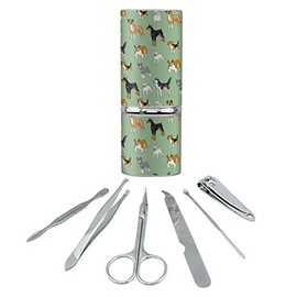 Plenty of Dogs Pattern Stainless Steel Manicure Pedicure Grooming Beauty Care Travel Kit