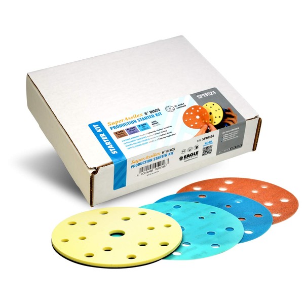 Super Assilex Flexible Sanding Disc Production Starter Kit, 15 Holes,