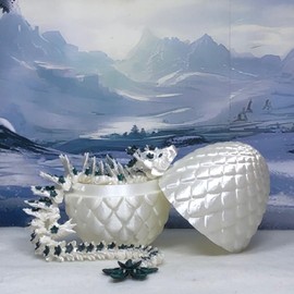 Generic 3D Printed Cherry Blossom Dragon with Dragon Egg, 12"" Articulated White and Green Cherry Blossom Dragon, Home Decor Executive Desk Toys,Fidget Toys for Autism/ADHD D017-BEG, Large