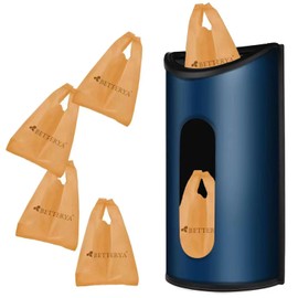 Upgraded Self-Adhesive Grocery Plastic Bag Holder, Betterya Bag Holder and Dispenser for Plastic Bags - Easy Wall Mount Bag Saver - Stainless Steel (Matt Blue), HJ-SN-138
