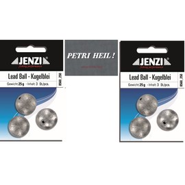 Set of 2 Packs of Ball Weights with Hole 2.5 4 10 12 15 20 25 40 grams (6-26 pieces) + Free Petri Heil! Sticker (25 grams)
