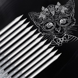 Pack of 12 White Gel Pens Opaque Set, 0.8 mm Durable White Gel Rollers, Waterproof Fine Tip, White Gel Pens, Dark Papers, Highlight Drawing Pens, White Gel Pens for Drawing DIY