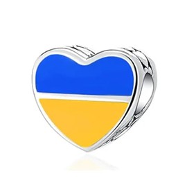 Streetculture Ukraine Odessa Mykolaiv Mariupol Kyjiv Kharkiv Lviv Donetsk Dnipro Kiev Home Europe War Peace Love Heart Charm 925 Silver Charm Bracelet Pendant Jewellery, Sterling Silver, No Gemstone