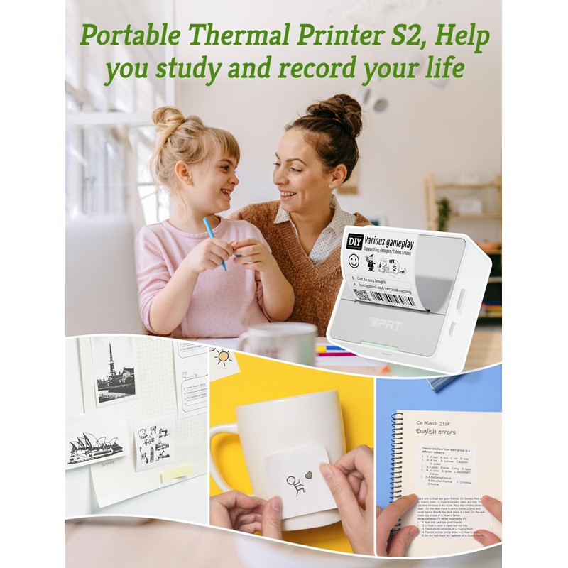 iDPRT Mini Sticker Printer Machine with 1 Roll Sticker Paper,