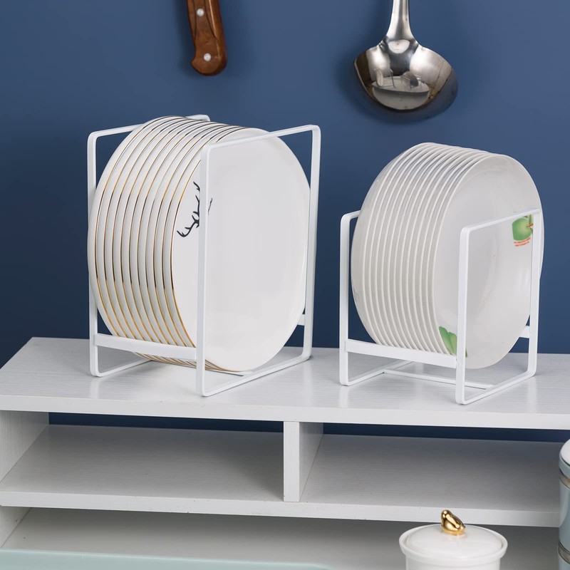 Plate Holders Organizer for Kitchen Cabinet Counter Cupboard, 4Pcs Metal
