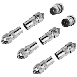 AXFEE Antenna Connector Set, 4 Coaxial Plugs and 4 Coaxial Sockets, Male & Female Cable Connector Adapter for Coaxial Satellite Cable Antenna Cable Set of 8