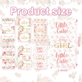 Whaline Flower Baby Shower Candy Wrapper Pink Girl Mini Candy Bar Label Stickers Spring Floral Chocolate Bar Wrappers for Girls Kids Baby Shower Birthday Party Favor, 150Pcs (No Candy)