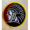 Indian Headdress Round Iron-On Patch Embroidered Red Motorcycle Biker Emblem