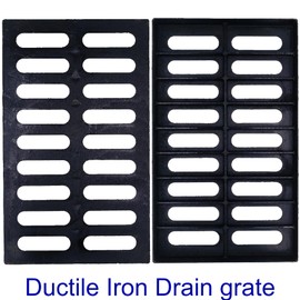 DuuMuut Cast Iron Drain Grate, 20x12 Outdoor Drain Cover, B Class Sewer Grate, Durable Heavy Duty Channel Grate, Black Rectangle Drainage Grate for Driveway, Concrete, Yard, Garage (19.7x11.8)