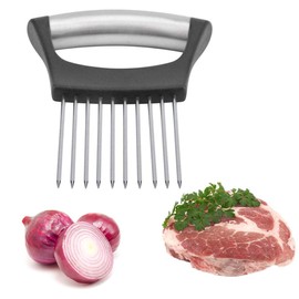 Onion Cutter Holder, Vegetable Slicer Cutting Tools with 10 Prongs, Meat Slicer Meat Tenderizer Needle, Handy Kitchen Gadgets Safety Cooking Tools