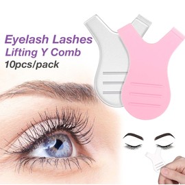 10pcs x Eyelash Lashes Lifting Lift Perm Y Comb Brushes Tool Separating Brush (White)