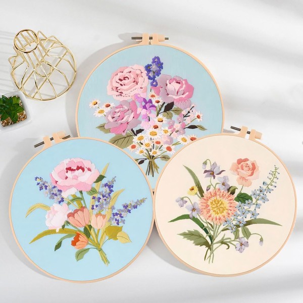 Huacan Embroidery Cross Stitch Set for Adults Beginners 3 Pieces