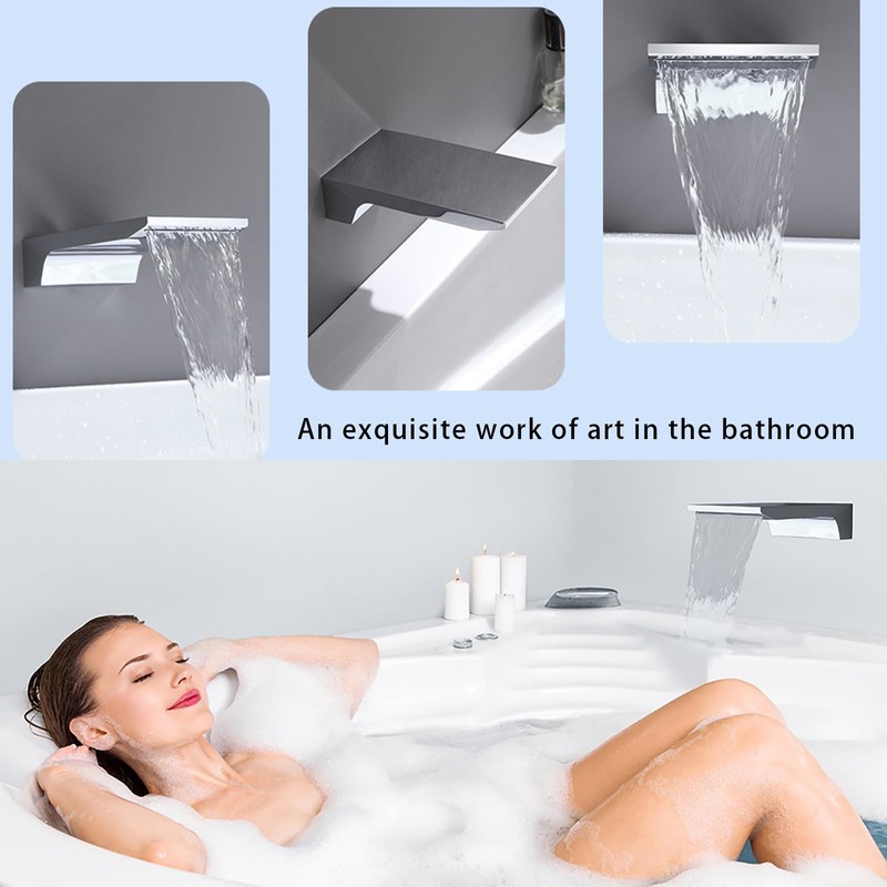 High Flow Waterfall Spout - Durable Polished Chrome Waterfall Tub