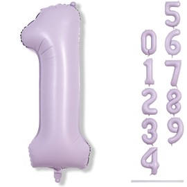 Lingqiang 40 Inch Light Purple Number 1 Balloon for 1st Birthday Decoration, Large Pastel Purple Mylar Foil Number Balloons 0-9 for Girls, Lavender One Helium Balloons for Women 1st Anniversary Party Supplies