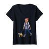 Womens Cartoon Character Walking A Dog For Kids V-Neck T-Shirt